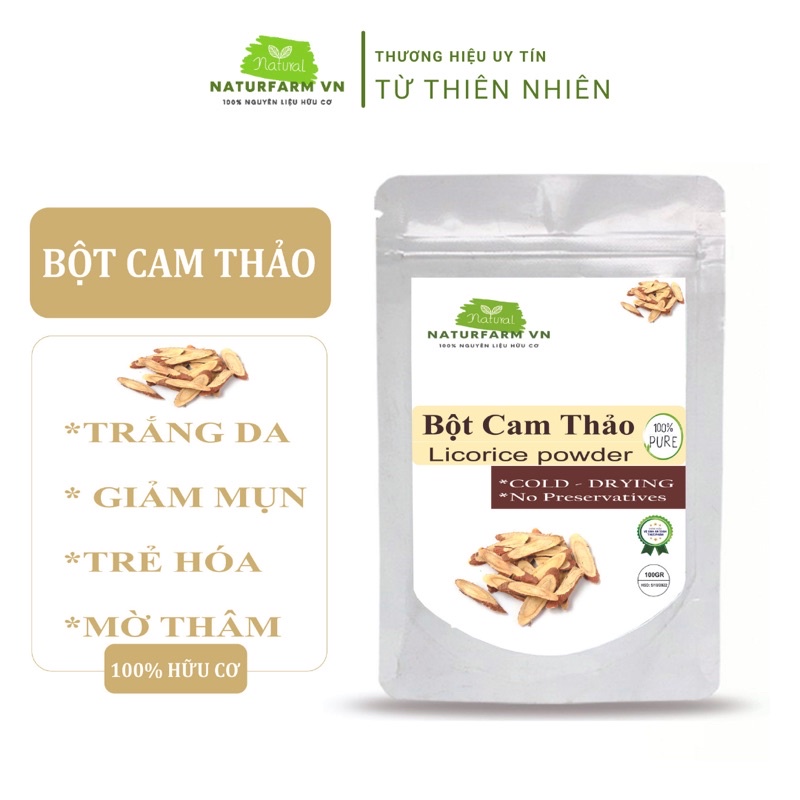 Bột Cam Thảo nguyên chất loại 1 hữu cơ 100gr - Trắng da, giảm mụn, mờ thâm nám, trẻ hoá